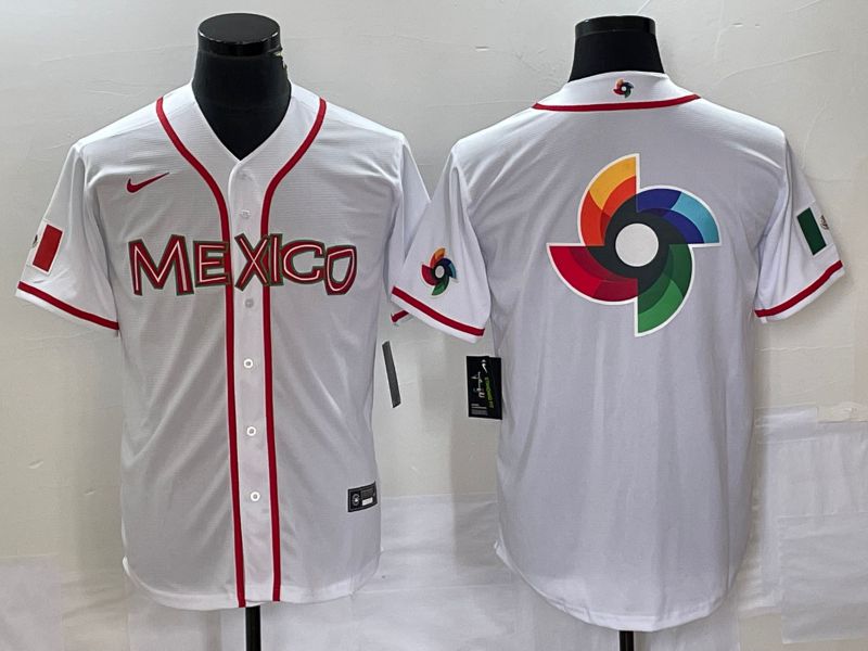 Men 2023 World Cub Mexico Blank White Nike MLB Jersey25